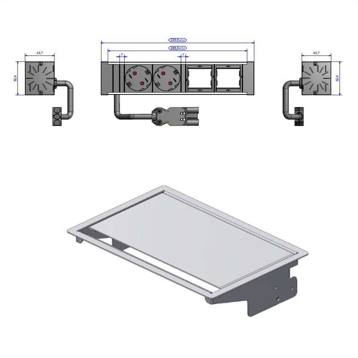 BACHMANN CONEO SET 2x Schutzkontakt 2x ABD, silberfarben