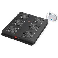 ROLINE 19" Unité de ventilation de toit, 6 ventilateurs, Thermostat pour baie serveur, noire
