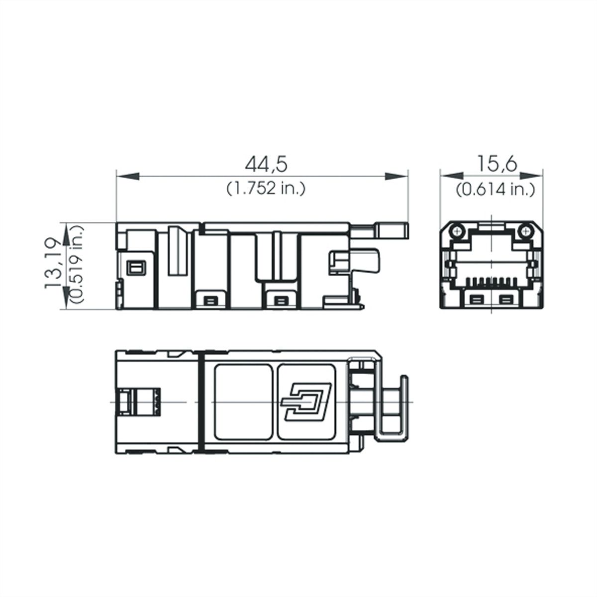 BTR E-DAT Industry RJ45 field jack insert Cat.6 Class EA, T568A