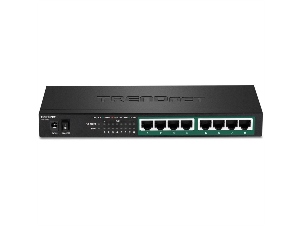 TRENDnet TPE-TG83 8-Port PoE Switch Gigabit PoE+ 65W