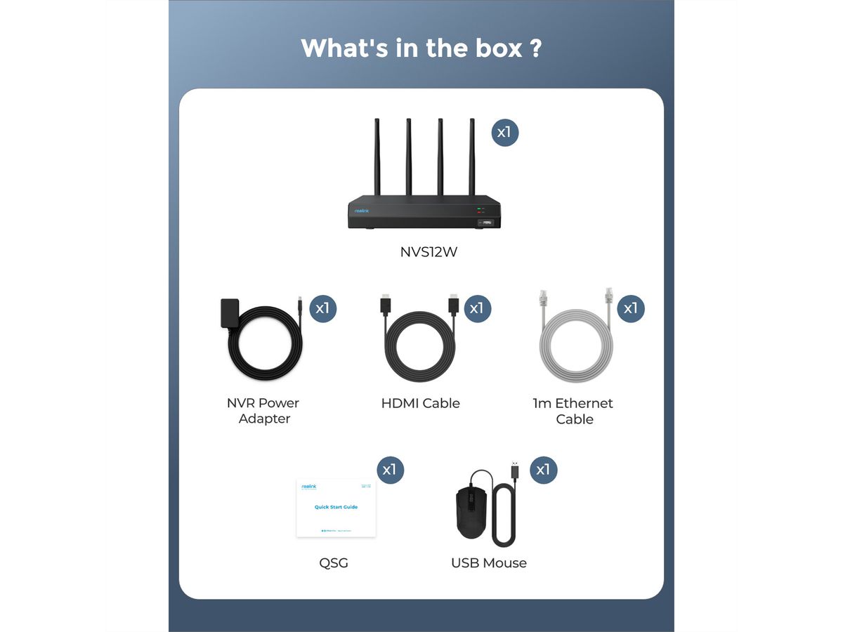 Reolink NVS12W NVR, 12 CH, WiFi, incl. 2 TB HDD
