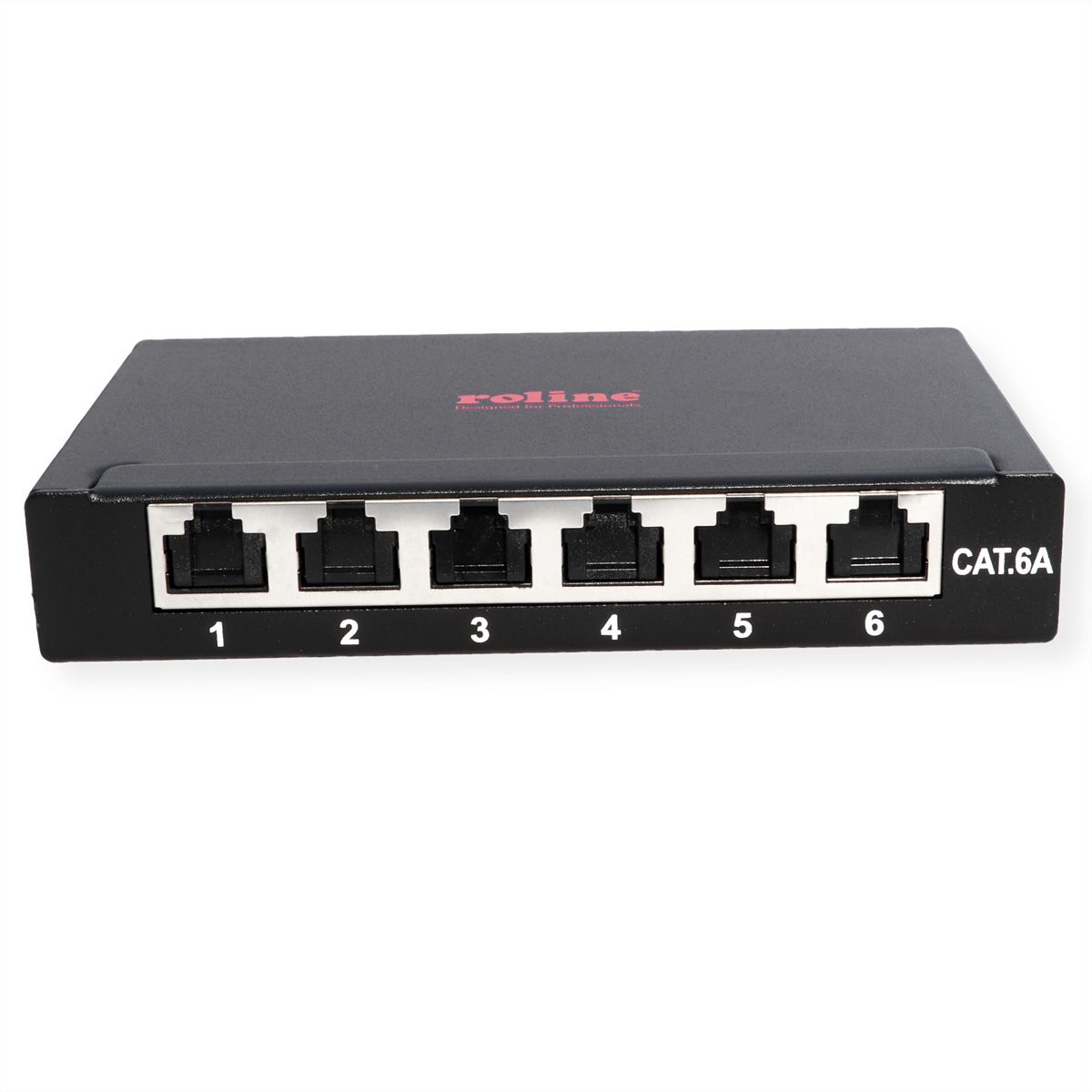 ROLINE Mini-Patchpanel, Cat.6A (Class EA), 6x RJ45, 0,5HE, geschirmt, schwarz