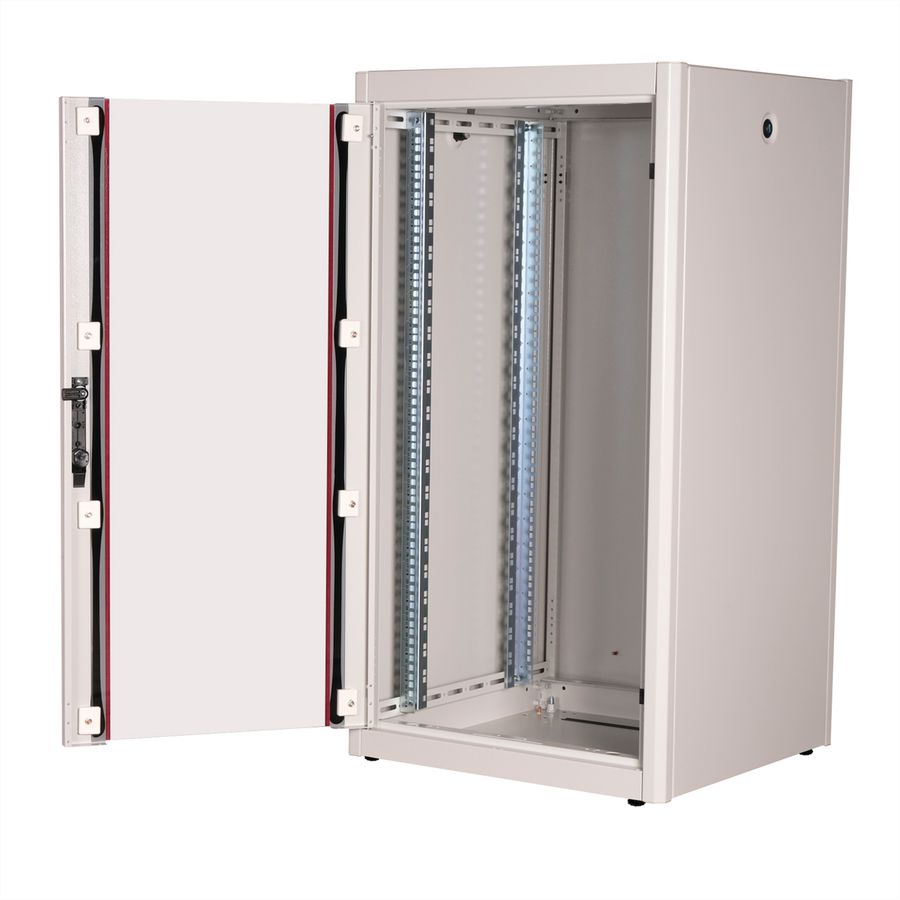 ROLINE 19-Zoll Netzwerkschrank Basic 22 HE, 600x600 BxT Glastür grau