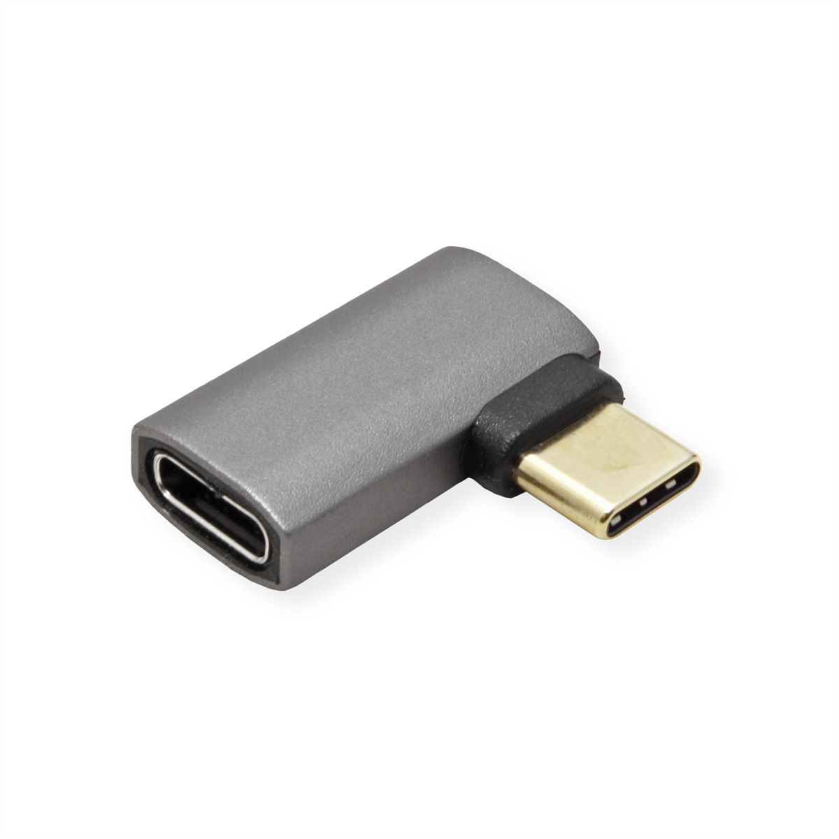 ROLINE Adaptateur USB4 Gen 3x2, Aluminium, coudé à 90°, plat, Type C, M/F, argent