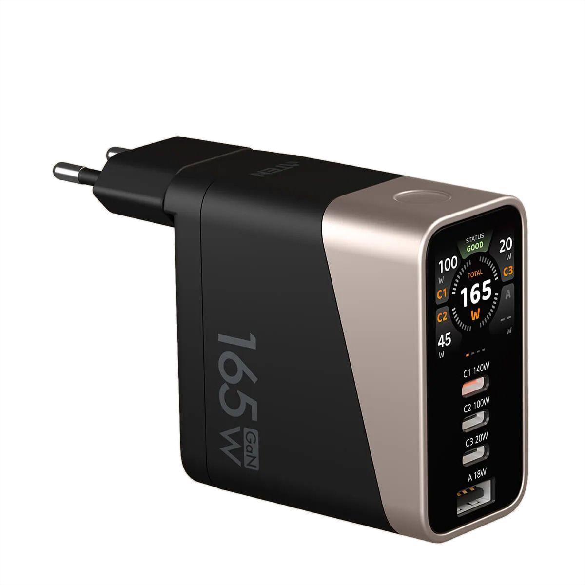 ATEN UP5165 Chargeur intelligent à 4 ports USB-C de 165 W avec écran