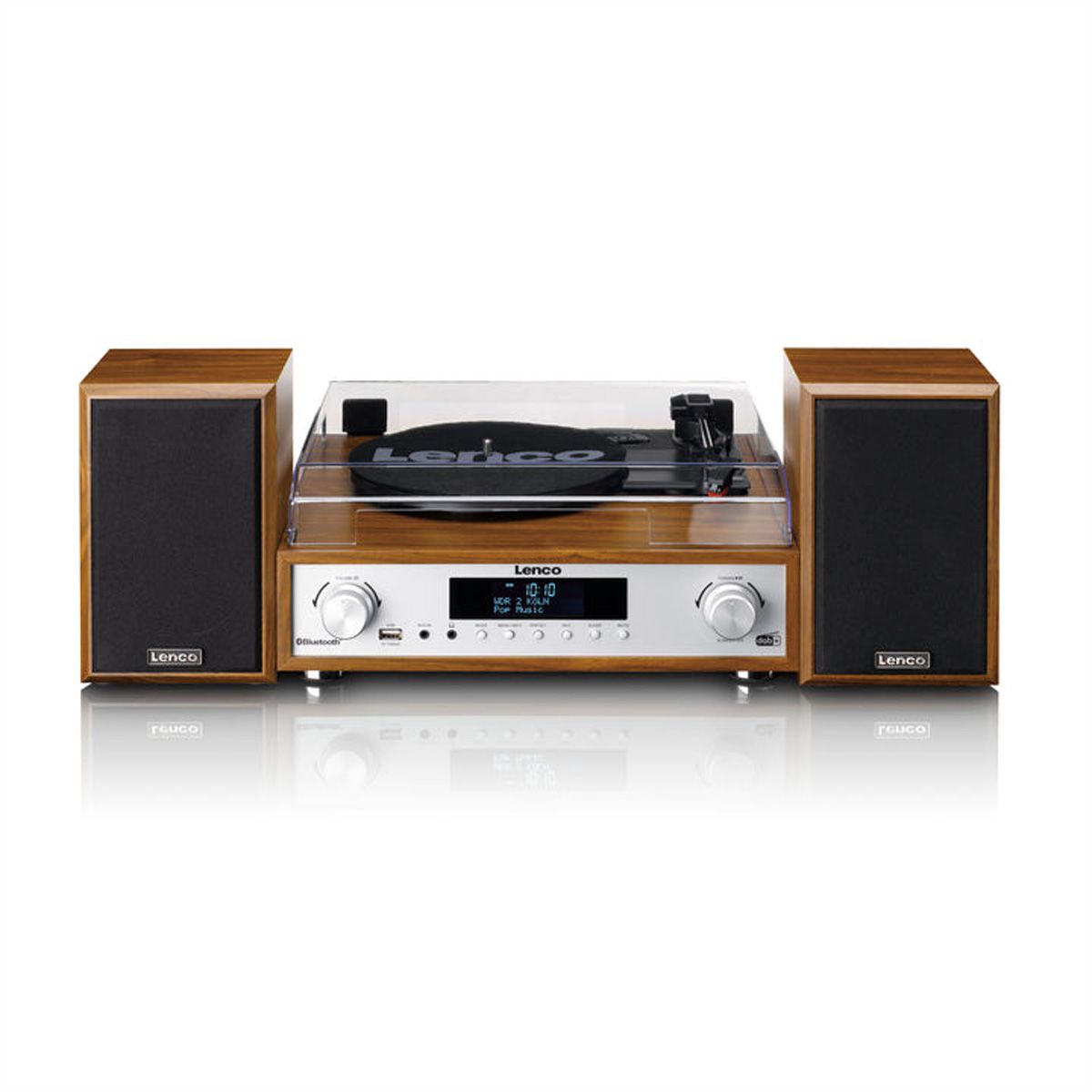 Lenco Chaîne Hi-Fi MC-160WD couleur bois, TT, DAB, radio FM, BT