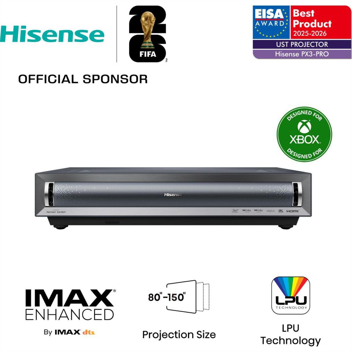Hisense Laser TV PX3-Pro, 80"-150", 3000AL, 4K