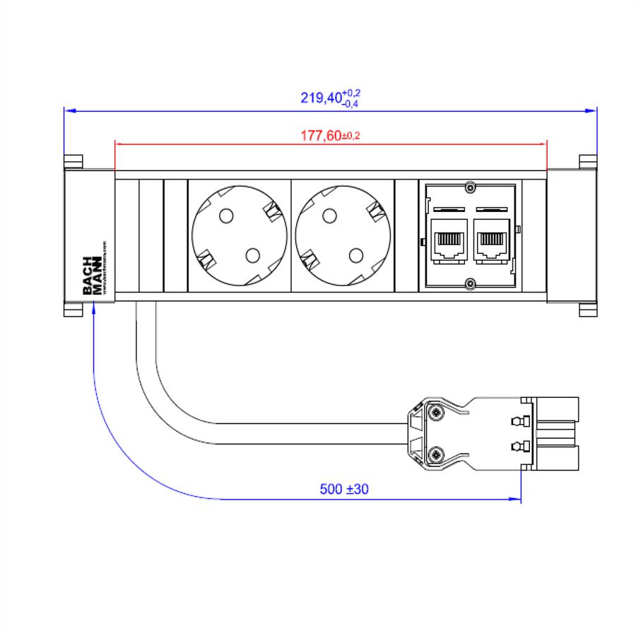 BACHMANN POWER FRAME Small 2x contact de protection 2x CAT6