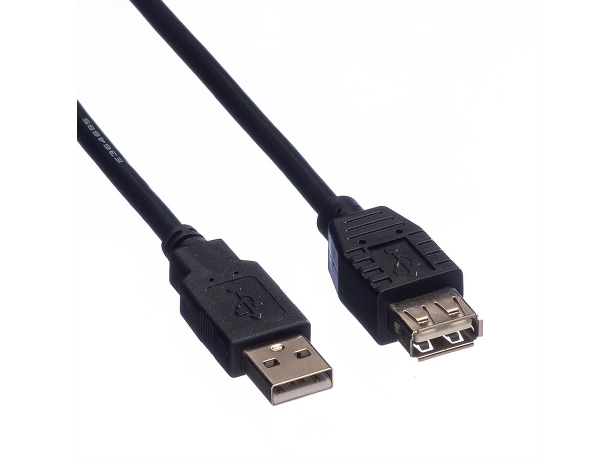 ROLINE USB 2.0 Kabel, Typ A-A, ST/BU, schwarz, 3 m