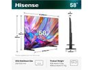 Hisense TV 58E7S 58", QLED 4K, 60Hz, 350 Nits
