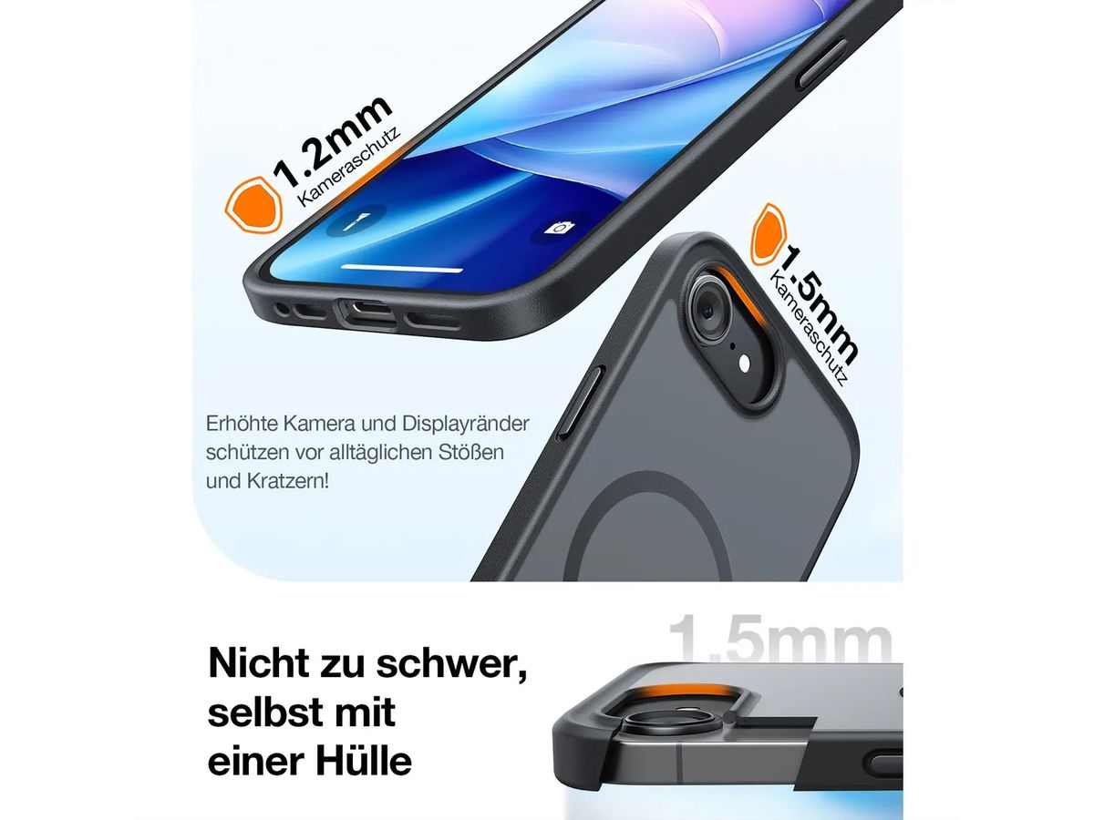 Torras Guadrian Case, iPhone 16e, MagSafe, noir