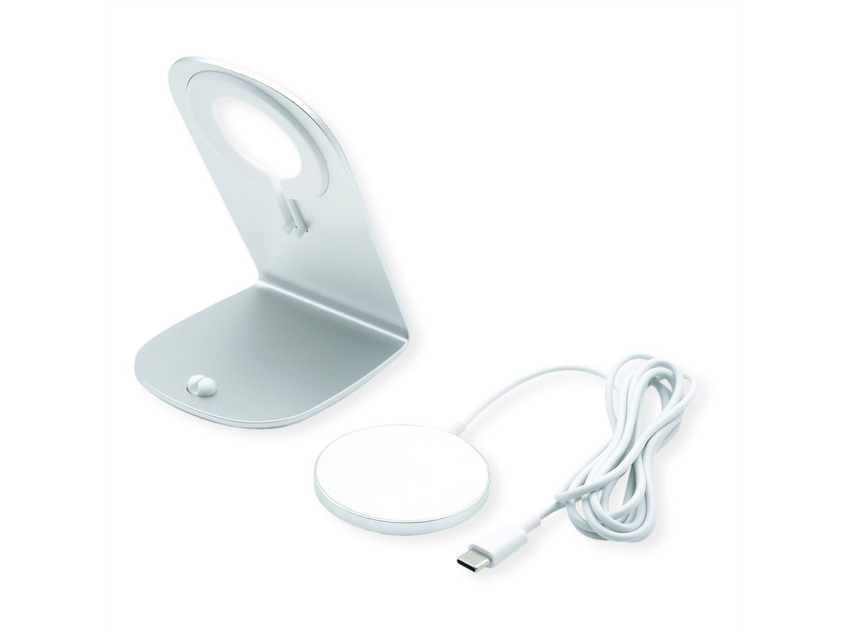 ROLINE Chargeur à induction magnétique avec pied pour appareils mobiles, 15W