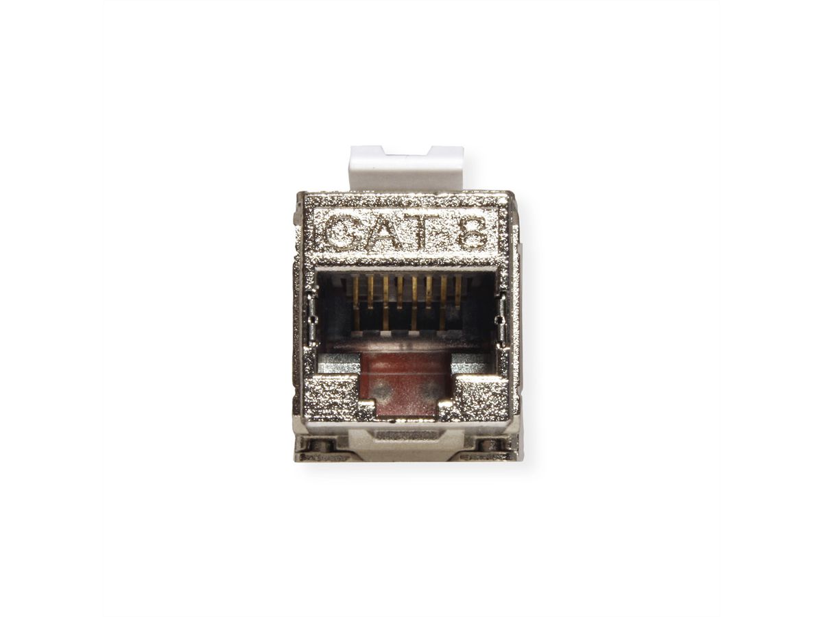 ROLINE Cat.8 (Class I) Keystone, geschirmt, werkzeuglos, silberfarben