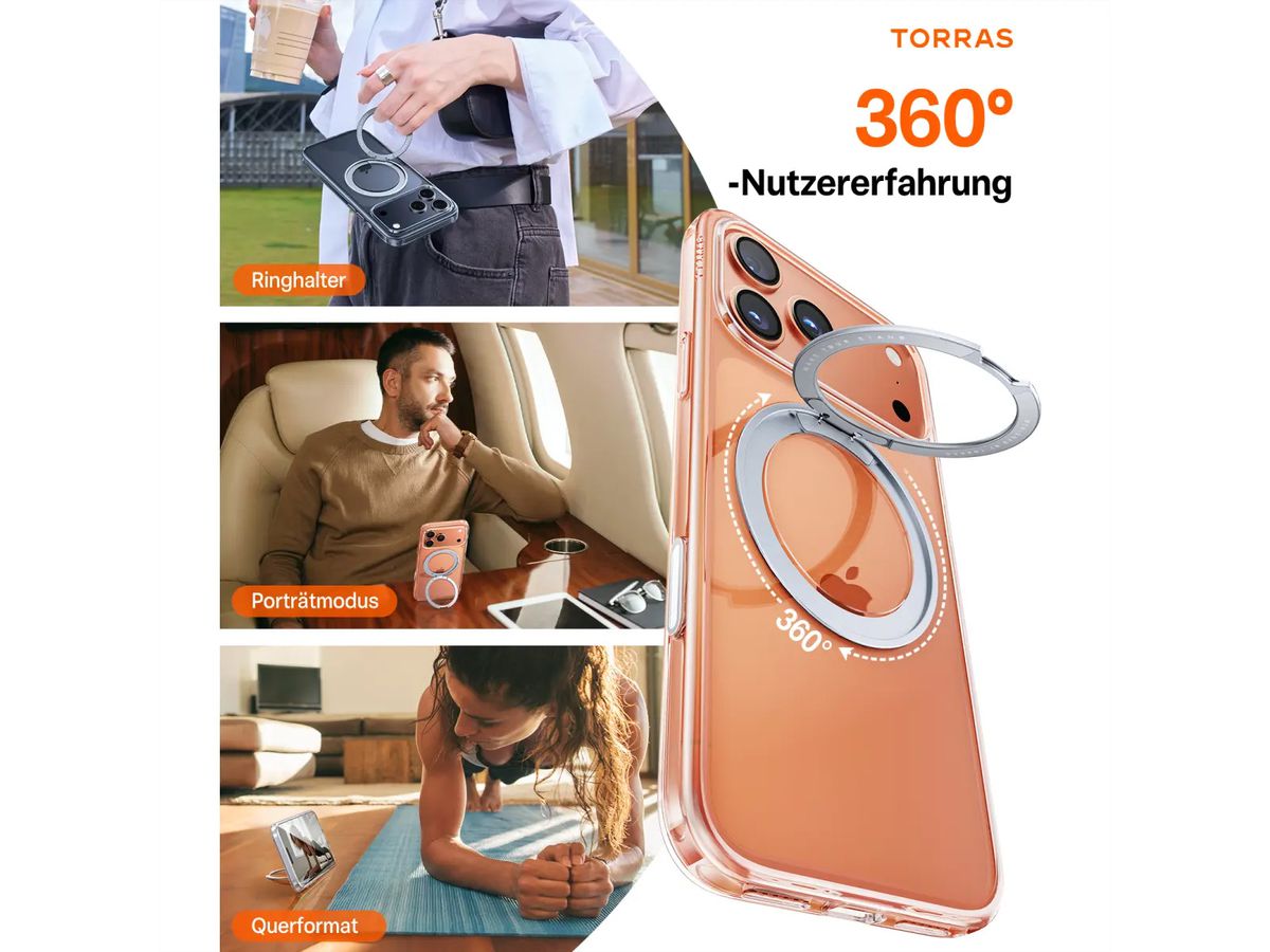 Torras Upro Ostand Case, iPhone 17 Pro, MagSafe, transparent