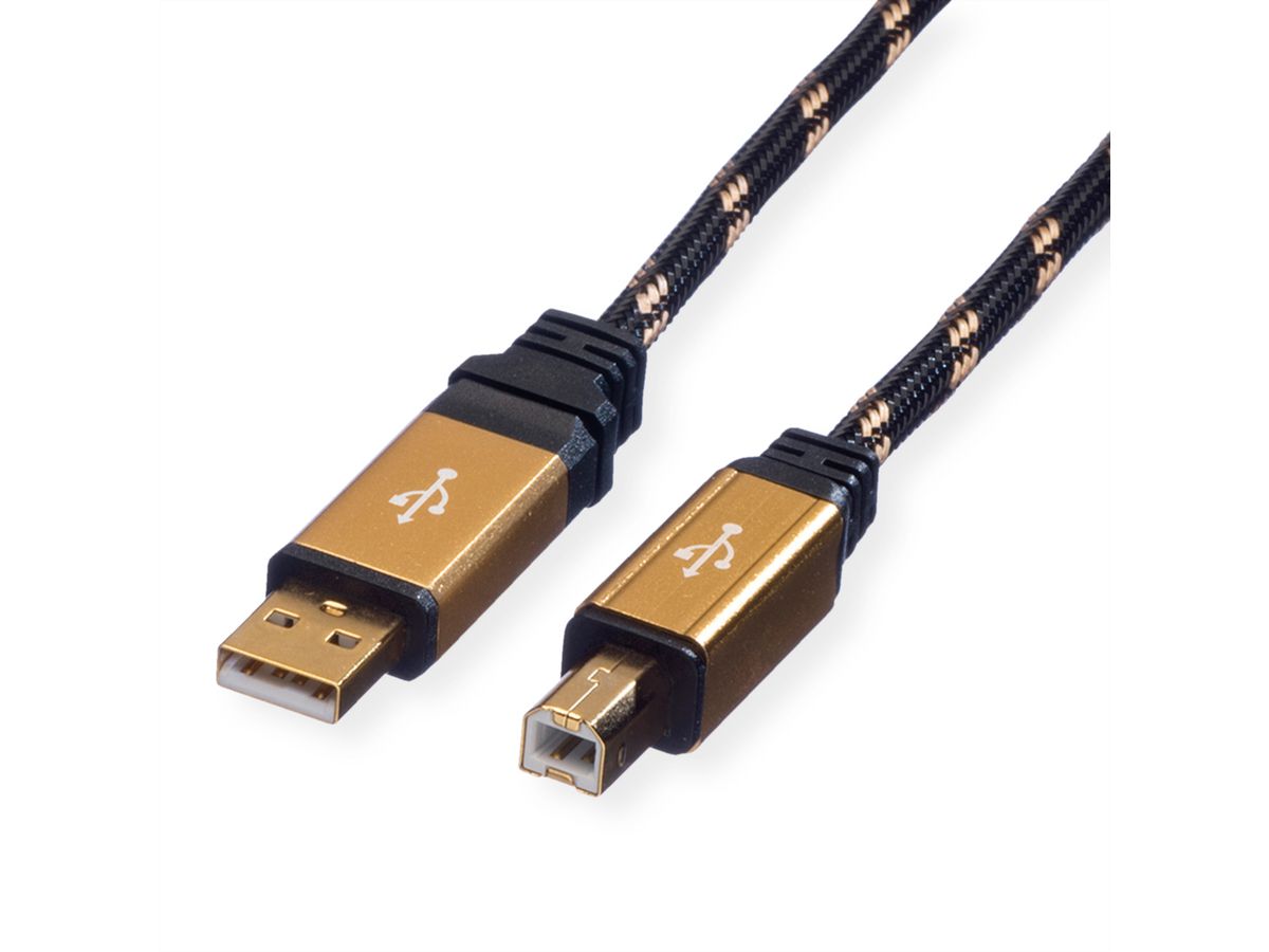 ROLINE GOLD USB 2.0 Kabel, Typ A-B, Retail Blister, 1,8 m