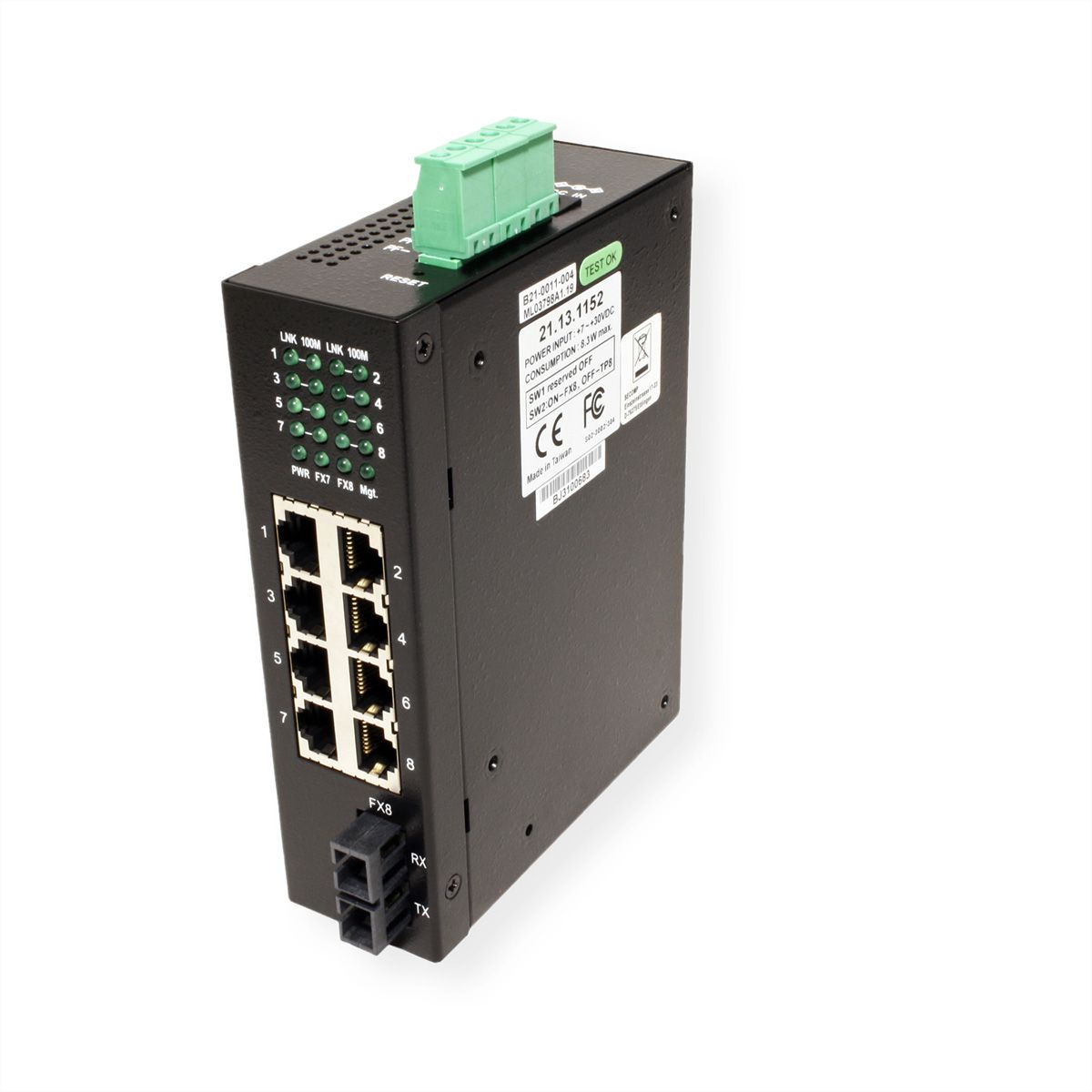 ROLINE Industrie Switch 7x RJ-45, 1x SC, unmanaged