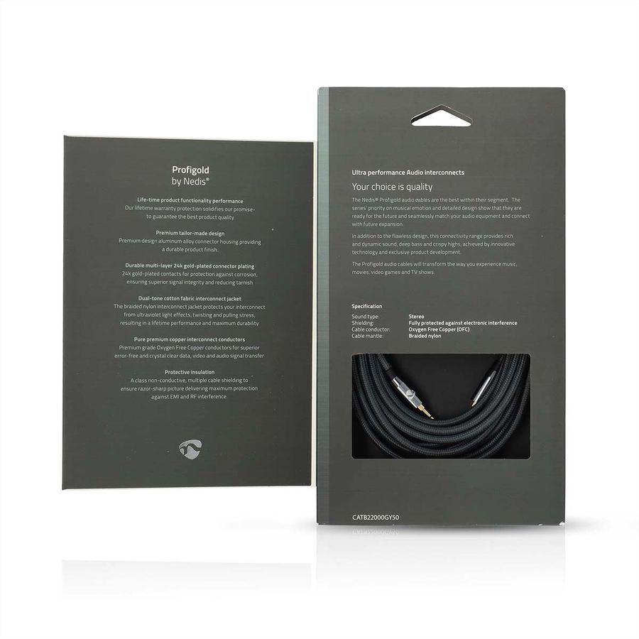 Nedis 3.5mm Verbindungskabel ST / ST, grau, 5 m