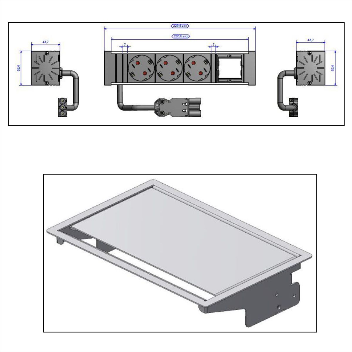 BACHMANN CONEO SET 3x Schutzkontakt 1x ABD, silberfarben