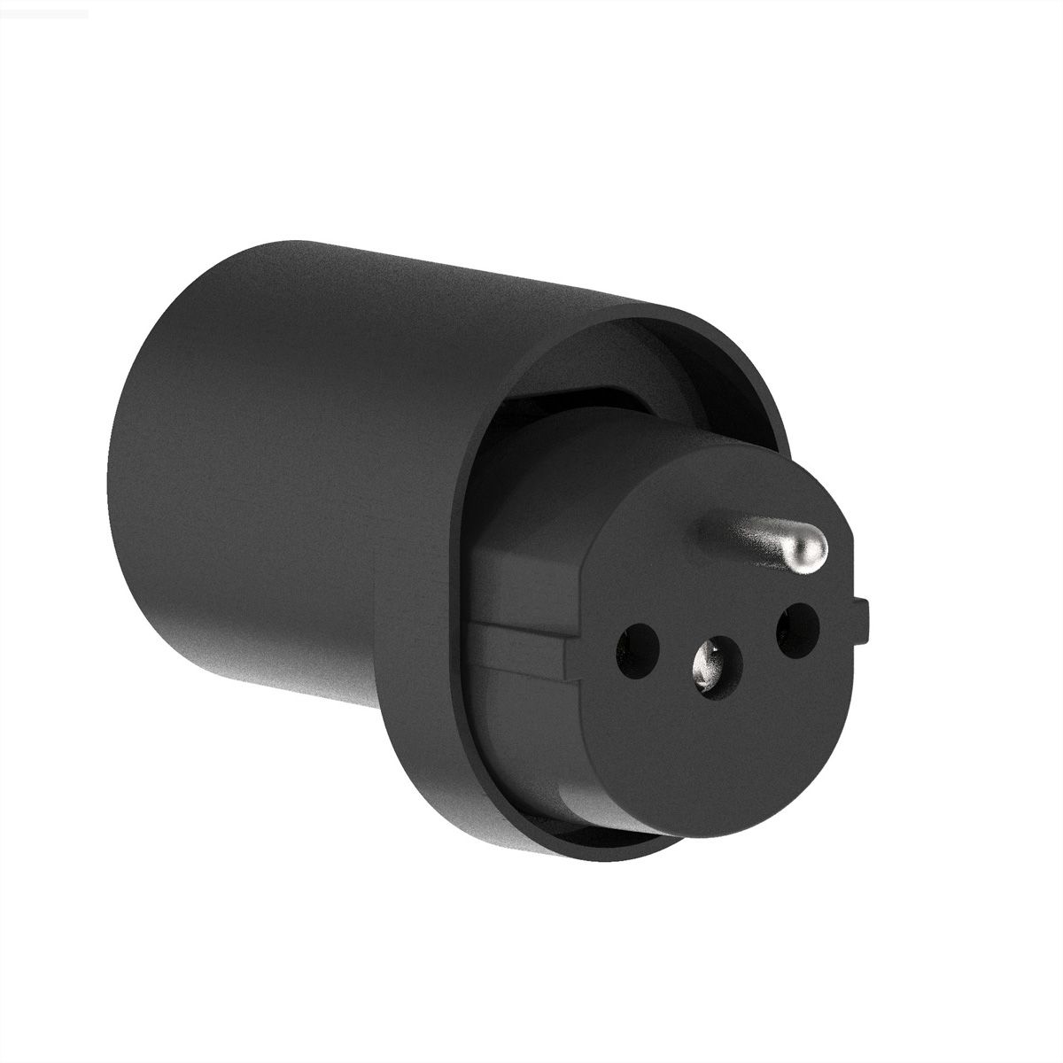 Adaptateur fixe D, prise de sécurité/CH, 3 pôles, T12, noir