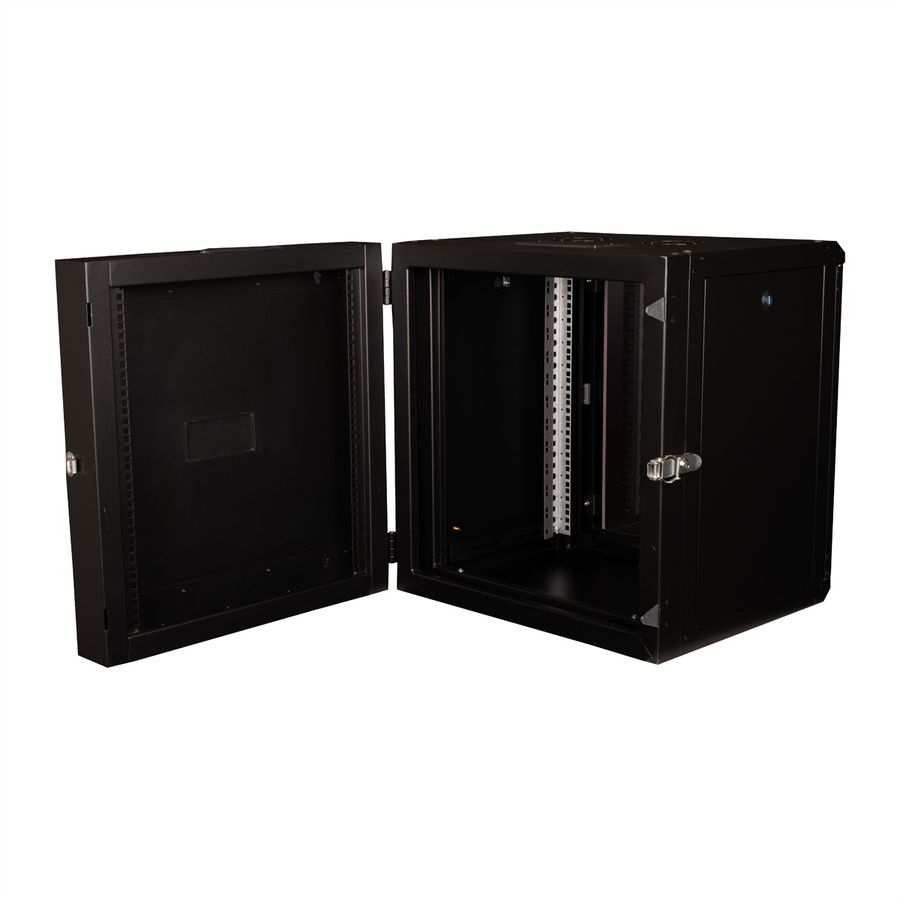 ROLINE 19-Zoll Wandgehäuse Pro 12 HE, 600x600 BxT zweiteilig schwenkbar schwarz