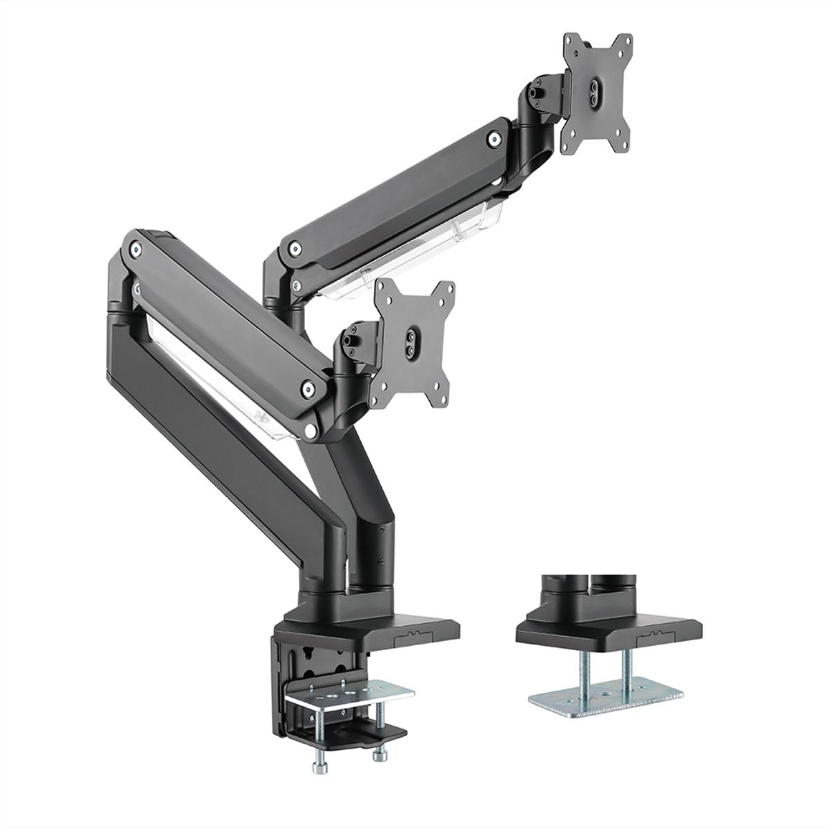 ROLINE LCD-Doppelarm, Tischmontage, Gasfeder, 2x 5 Gelenke, bis 35 Zoll, bis 2x 15 kg