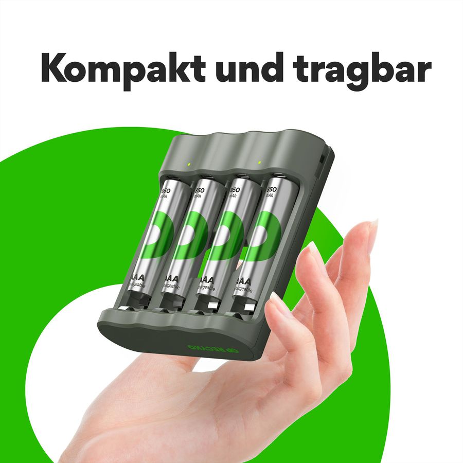 GP Batteries USB-Ladegerät GP B421, inkl. 4 x ReCyko AAA 850 mAh