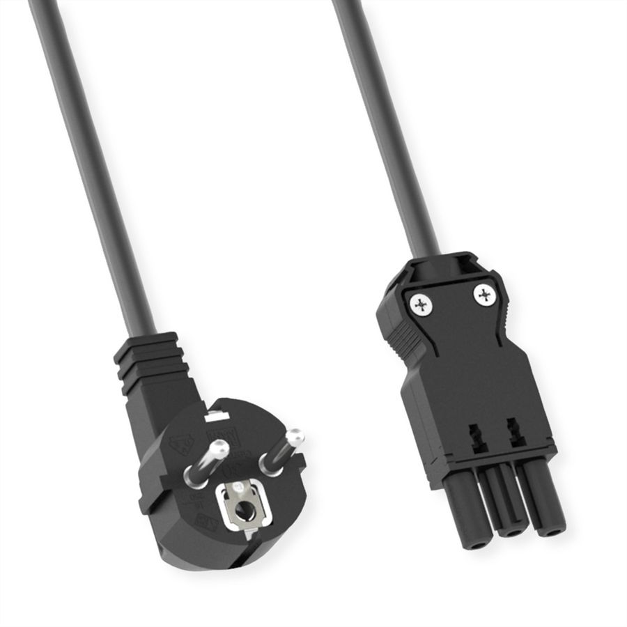 BACHMANN Gerätezuleitung Schutzkontakt/Gerätekupplung GST18-3, halogenfrei, schwarz, 5 m