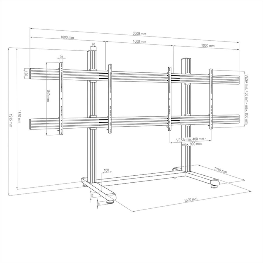 Hagor Mobiles Standsystem CPS Floorstand 2x 75-86"