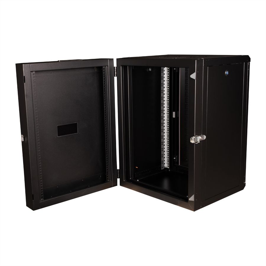 ROLINE 19-Zoll Wandgehäuse Pro 16 HE, 600x600 BxT zweiteilig schwenkbar schwarz