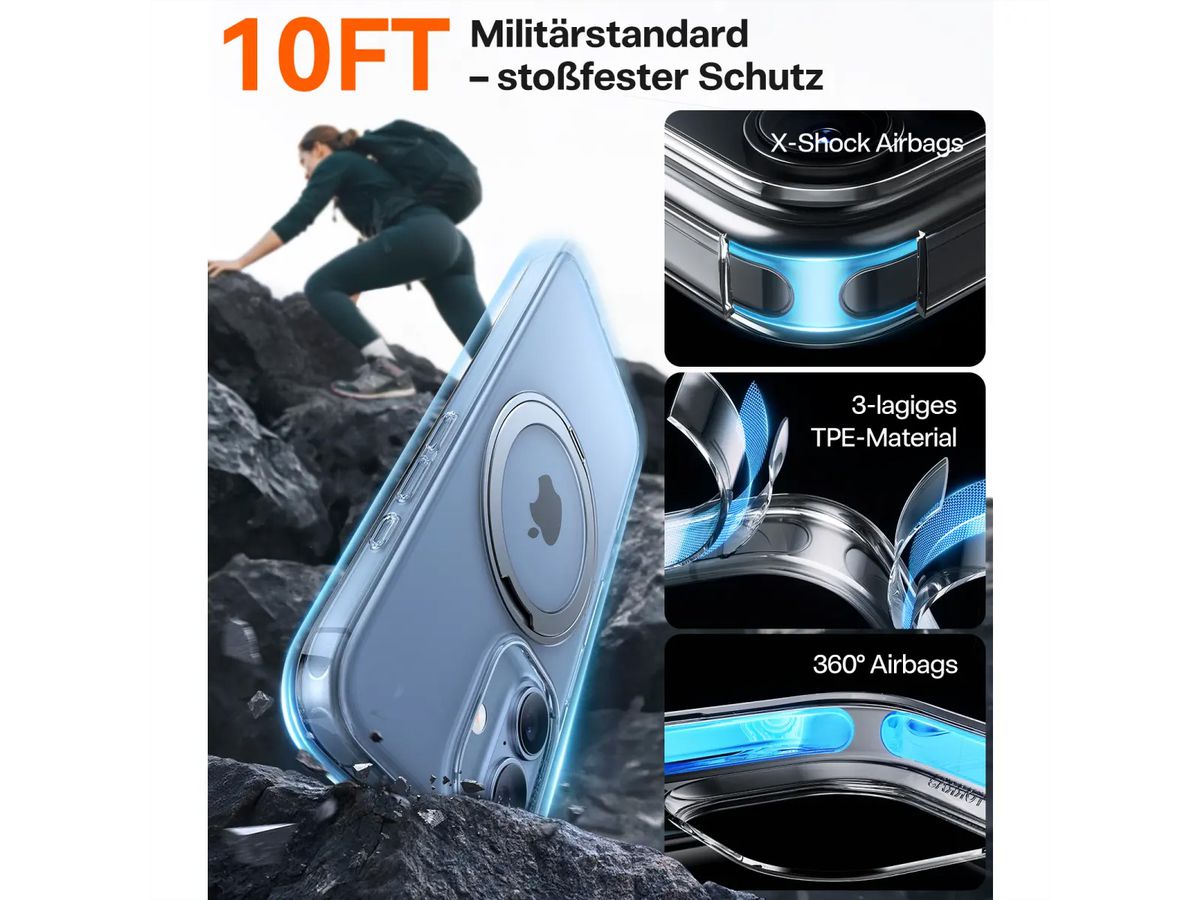 Torras Upro Ostand Case, iPhone 17, MagSafe, transparent