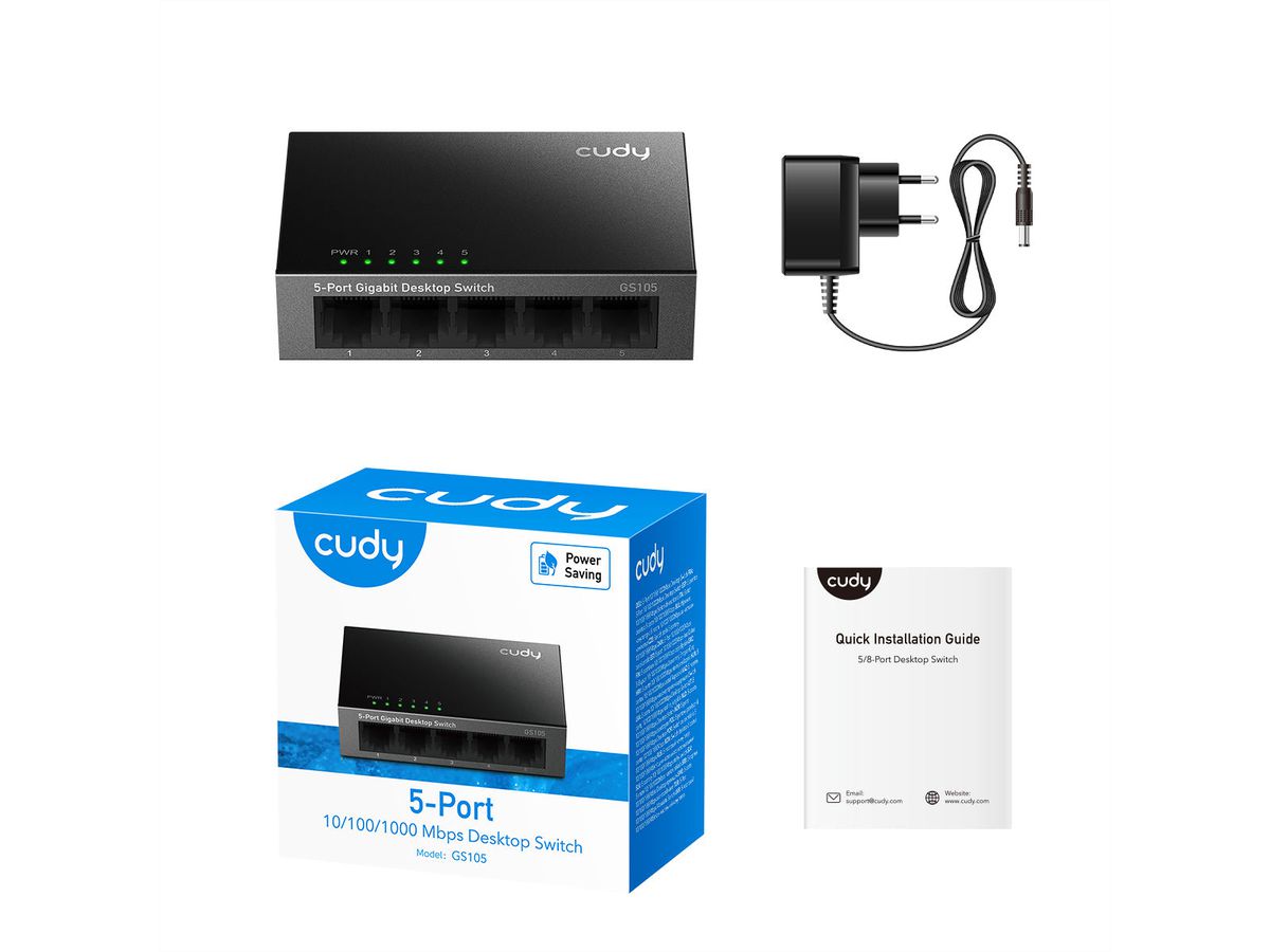 CUDY GS105 Switch 5 ports Gigabit métal
