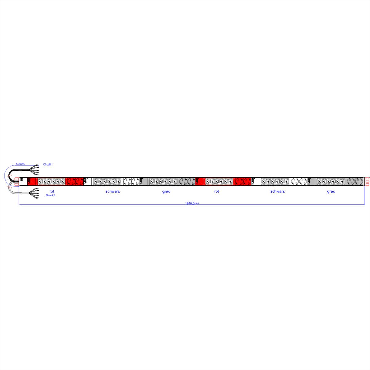 BACHMANN IT PDU ALU 0HE 36x C13 12x Schutzkontakt, Festanschluß 2x 3x 32A