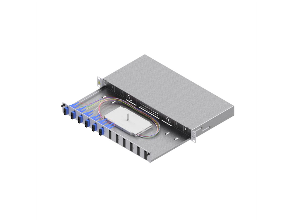 EasyLan LWL-Spleißbox Grade C 19-Zoll 1HE, 12 Ports, 6x SC-Duplex, OS2