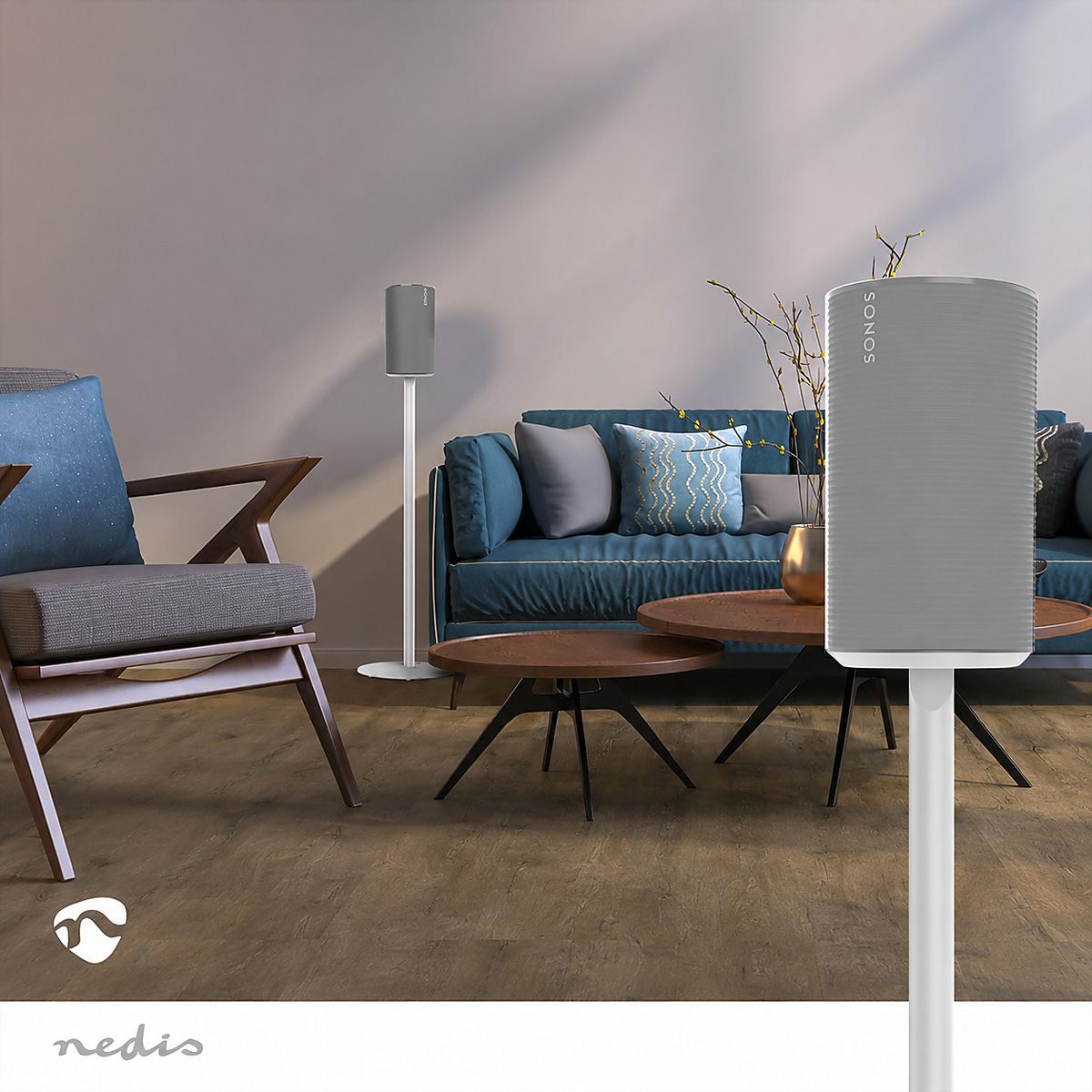 Nedis Lautsprecherständer für Sonos Era100 weiss, Ständer, 3 kg, Kabelmanagement