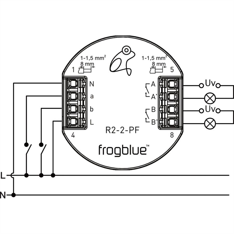 frogblue, frogRelay2-2-PF, interrupteur de relais à 2 canaux