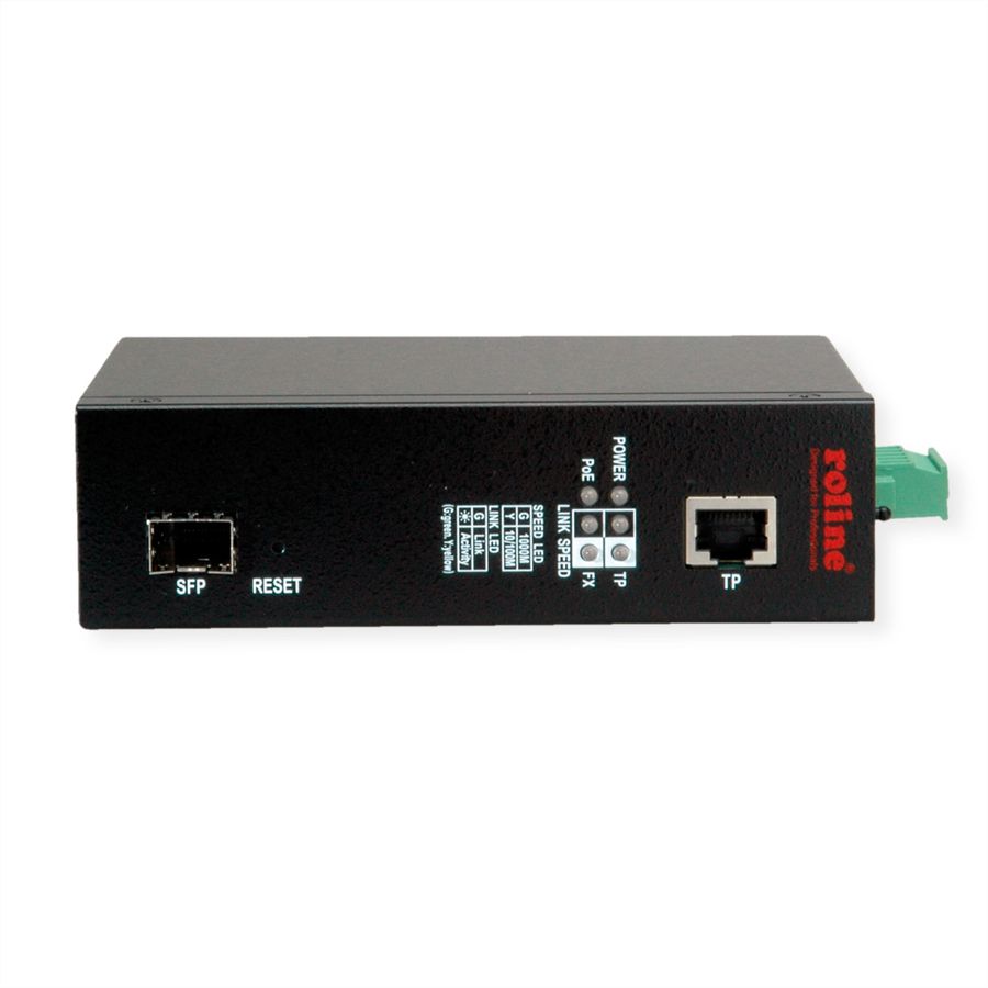 ROLINE Industrie Konverter Gigabit Ethernet - Dual Speed 100/1000 Fiber, mit PoE Funktion