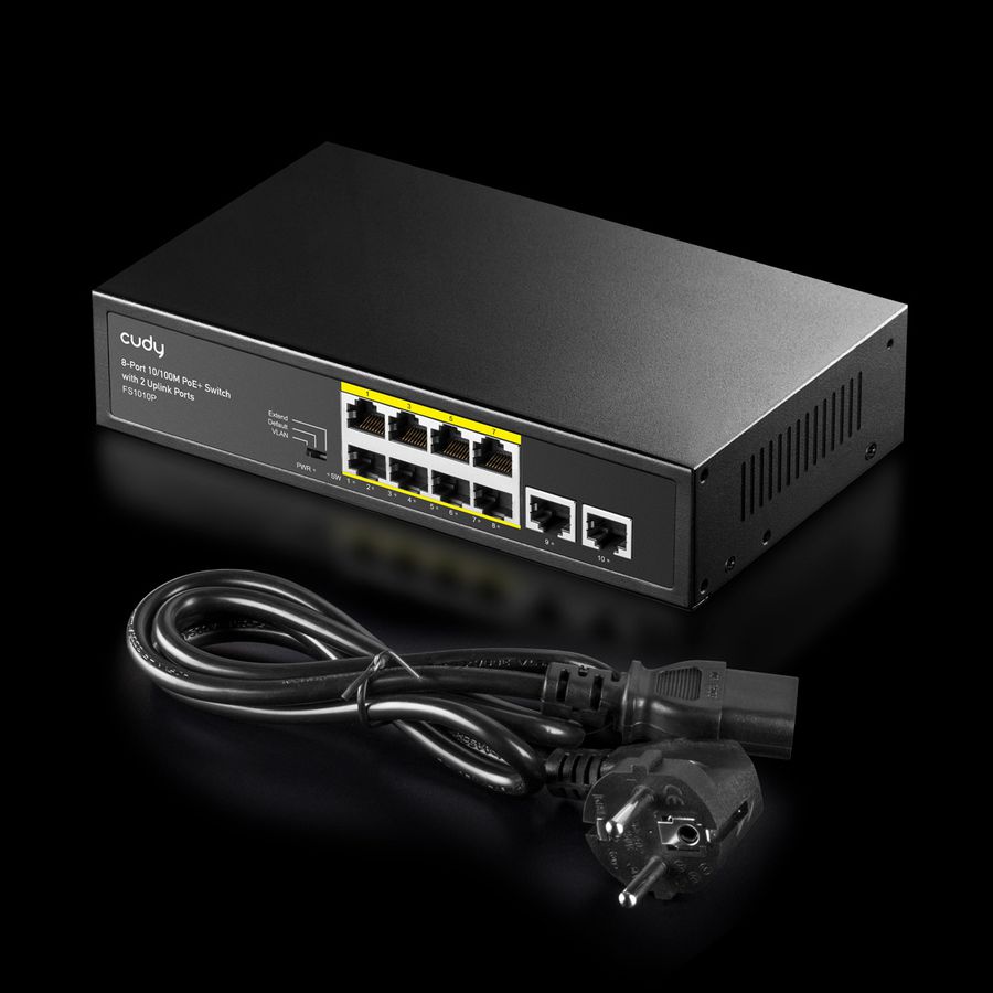 CUDY FS1010P Switch 8 ports 10/100M PoE+, 2 ports Uplink 120W