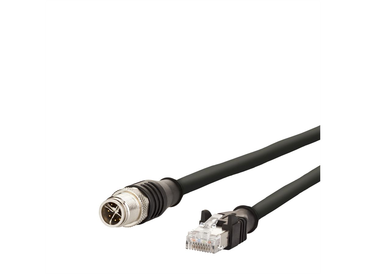 METZ CONNECT Verbindungsleitung M12 ST-RJ45 ST, 4-polig X-kodiert, schwarz, 2 m