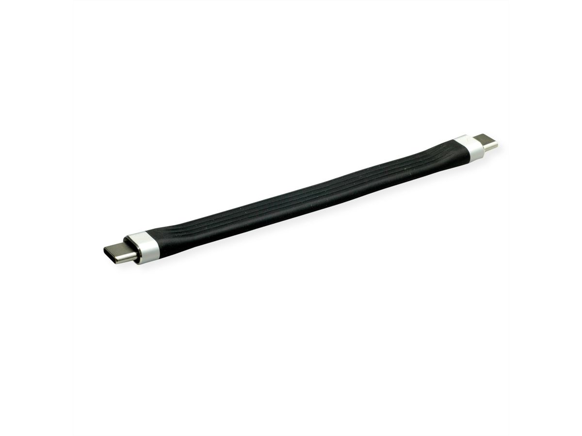 ROLINE Câble USB 3.2 Gen 2 en silicone, avec PD, Emark, C-C, M/M, 8K UHD, 10Gbit/s, 60W, noir, 11 cm