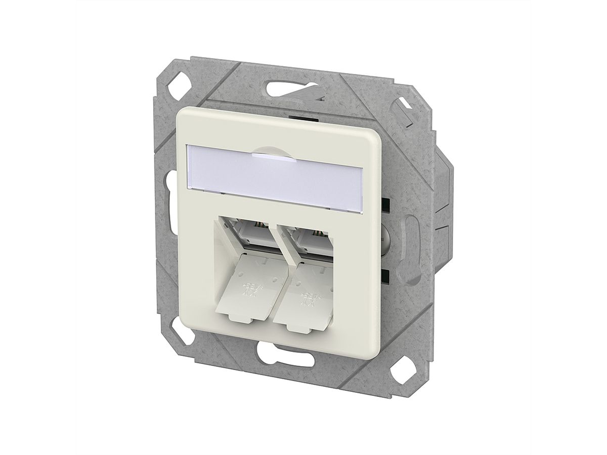 METZ CONNECT E-DAT C6A LSA++ Prise, 2 ports, goulotte encastrée (UPk), blanc pur