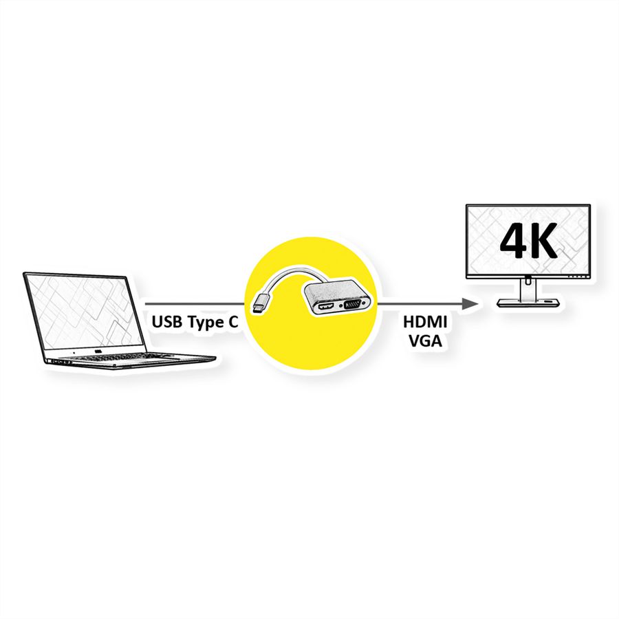 ROLINE GOLD Adaptateur Type C - HDMI/VGA, M/F