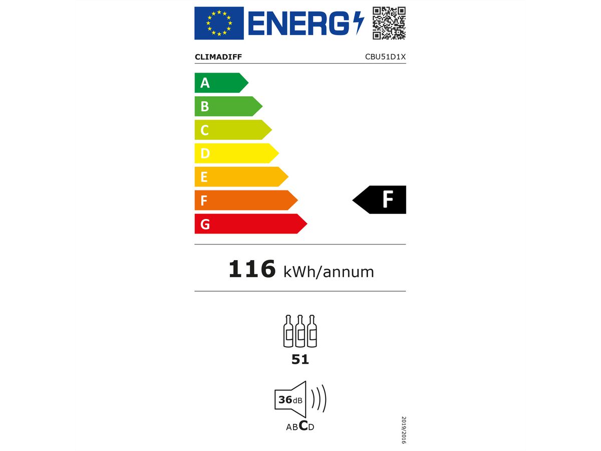 Climadiff Weinkühlschrank CBU51D1X, Freistehend, 2 Zonen, 51 Flaschen