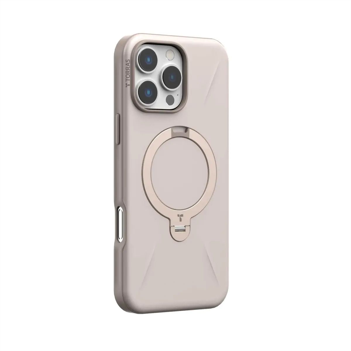 Torras Ostand 360° Spin Fusion Case, iPhone 16 Pro, MagSafe, beige