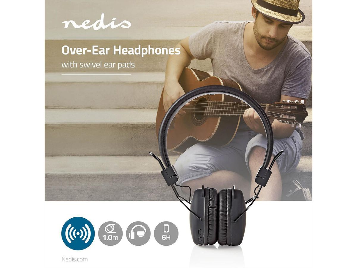 Nedis Drahtlose On-Ear-Kopfhörer, 15 Std, Schwarz