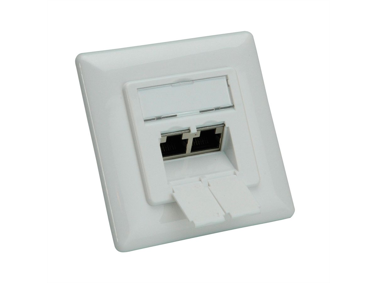 ROLINE Cat.6A (Class EA) Dose, 2x STP, Unterputz, weiss
