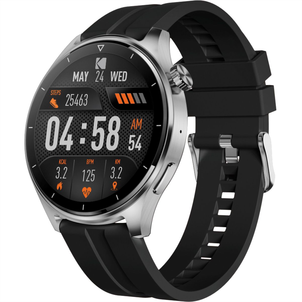Kodak Smart Watch SW-7202, Silver case with Black band