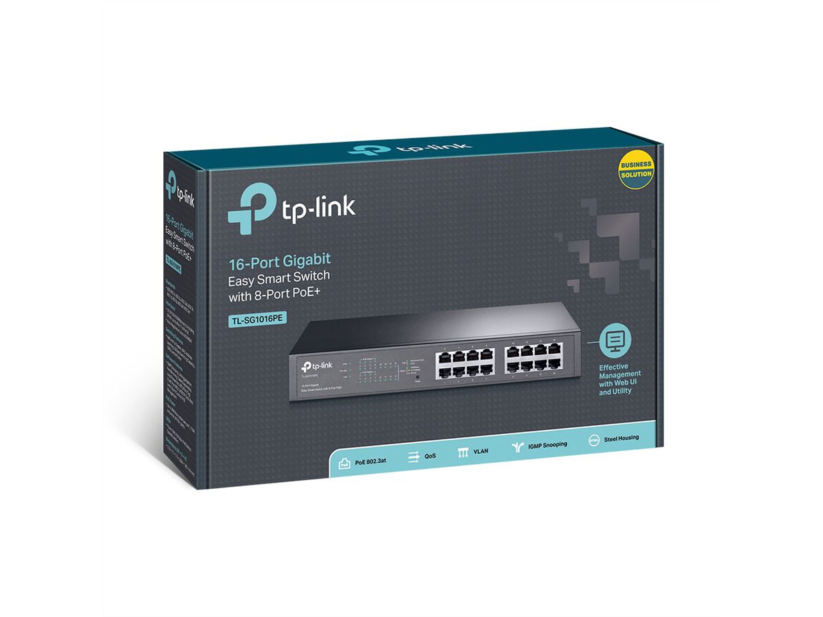 TP-Link TL-SG1016PE Omada Commutateur Gigabit 16 ports, 8x PoE+