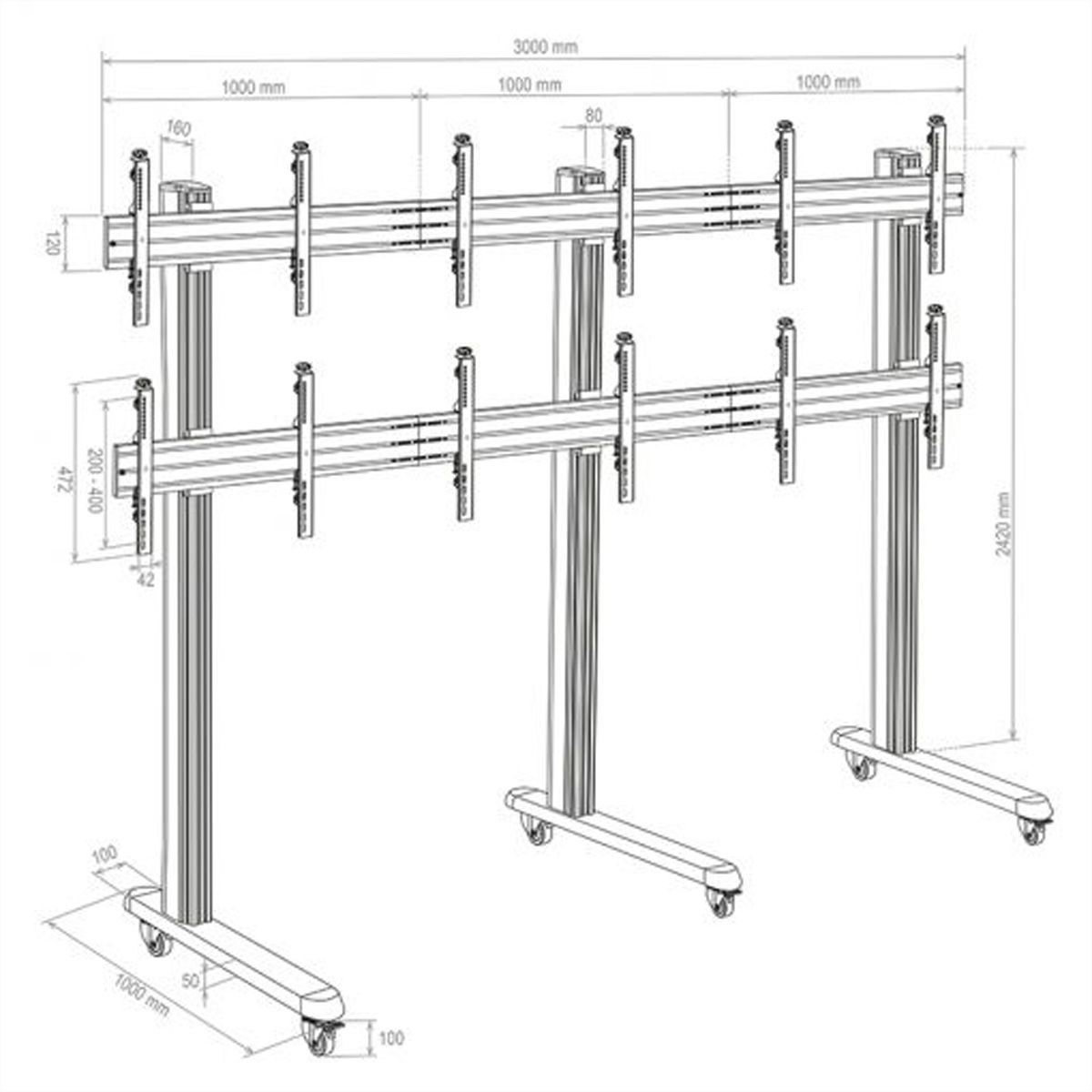 Hagor Wandhalterung HA-VWT 3 x 2 Landscape, Videowall-Trolley,