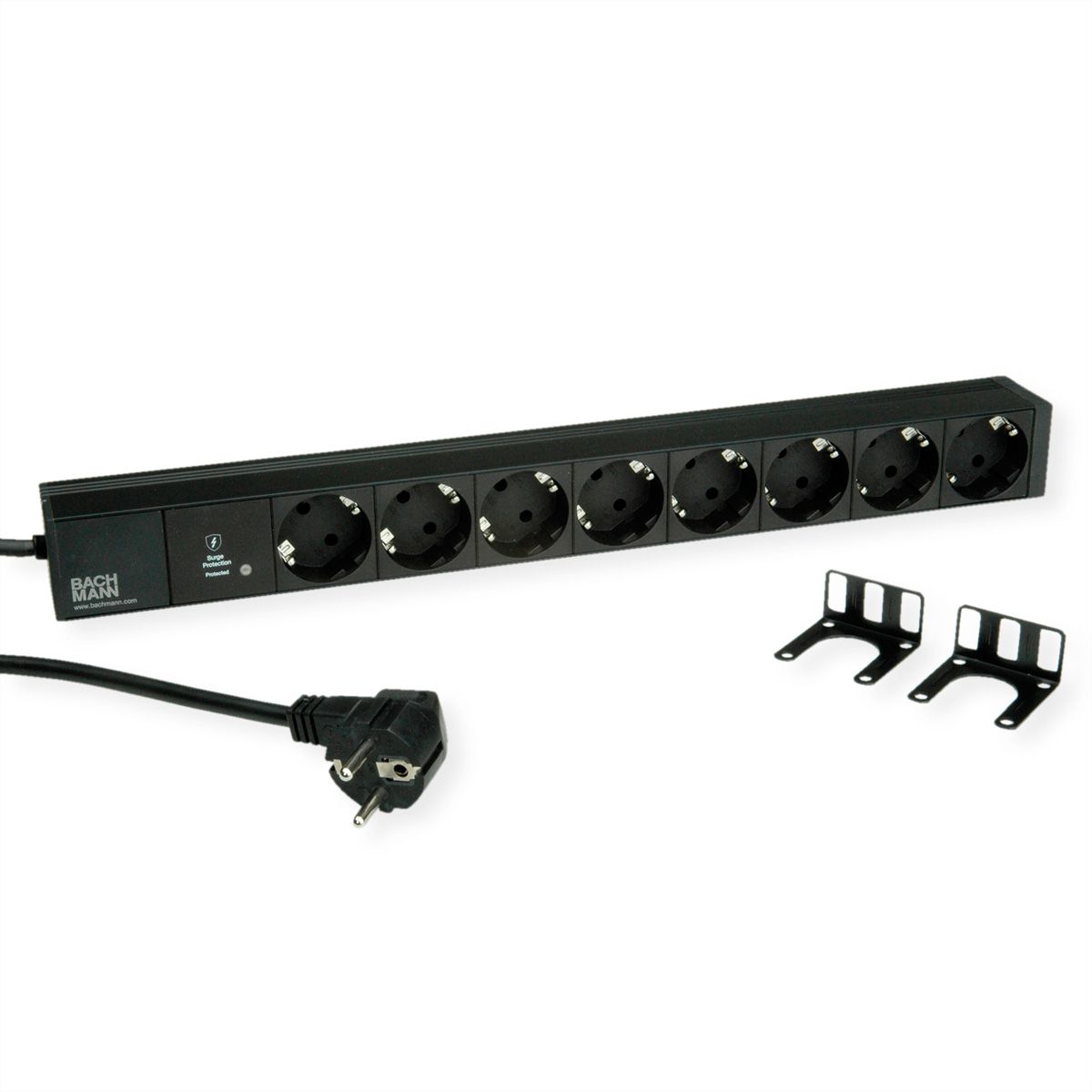 BACHMANN 19" 1UH 8xCEE7/3 sw 1xSPD-Plus 2,0m CEE7/7