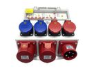 Stromverteiler 16A IP44/IP55 + FI Input, 1x CEE16/5 Output: 2xCEE16/5 2xT23 2xT25, grau